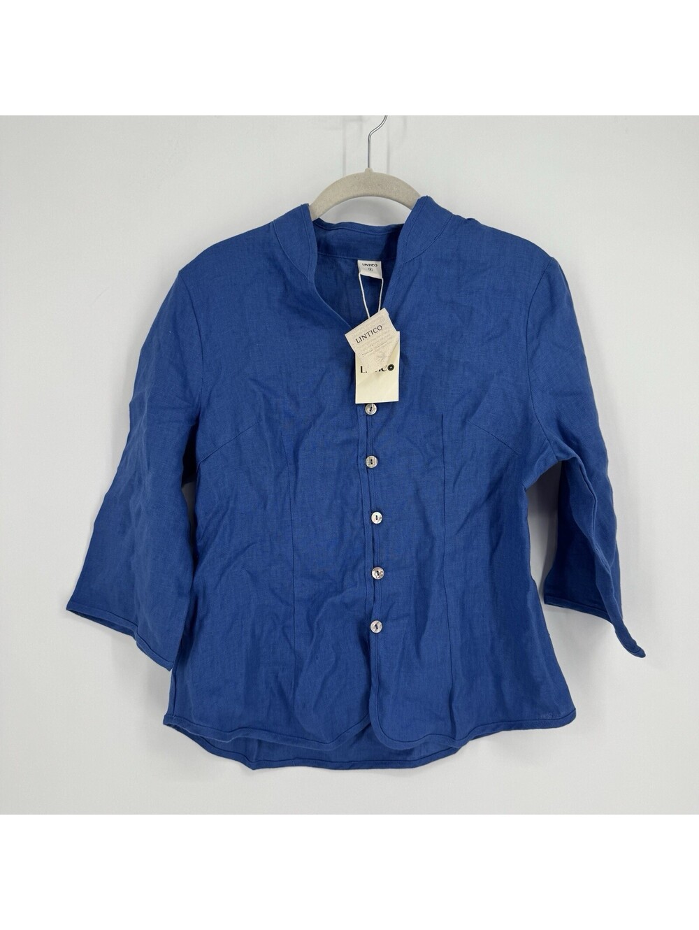 Lintico top womens small S blue relaxed coastal minimalist boxy office workwear